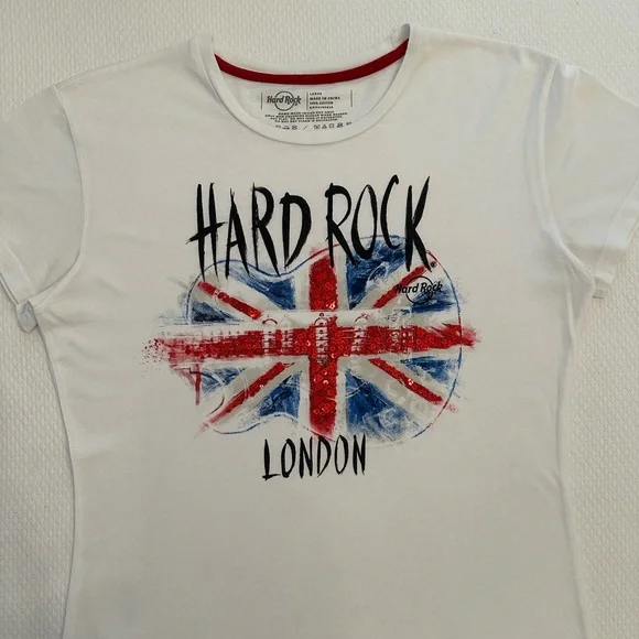 HARD ROCK Women's Sequin Guitar Flag Tee - Picture 6 of 8